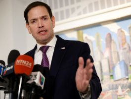 MIAMI, FLORIDA - OCTOBER 14: Sen. Marco Rubio holds a press conference after campaigning with Cuban-American leaders at the American Museum of The Cuban Diaspora on October 14, 2022 in Miami, Florida. Sen. Rubio is facing off against his Democratic opponent U.S. Rep. Val Demings (D-FL) in the general election. (Photo by Joe Raedle/Getty Images)